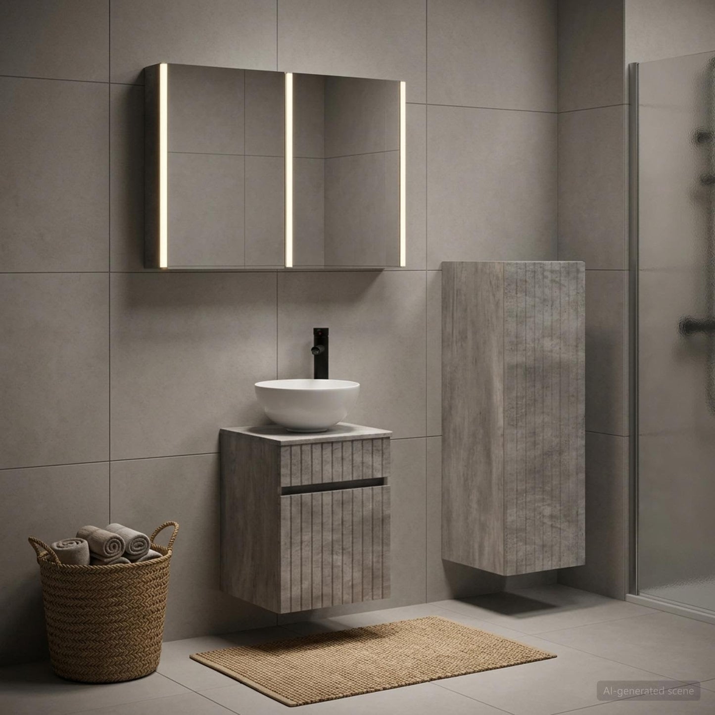 vidaXL Bathroom Furniture Set 4 pcs Concrete Grey
