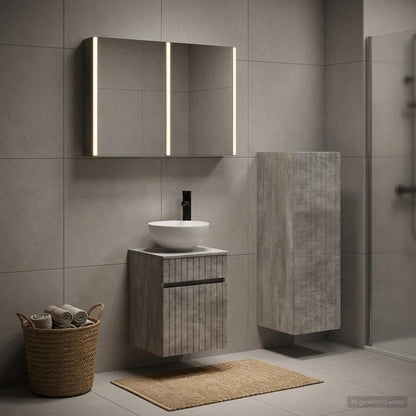 vidaXL Bathroom Furniture Set 4 pcs Concrete Grey
