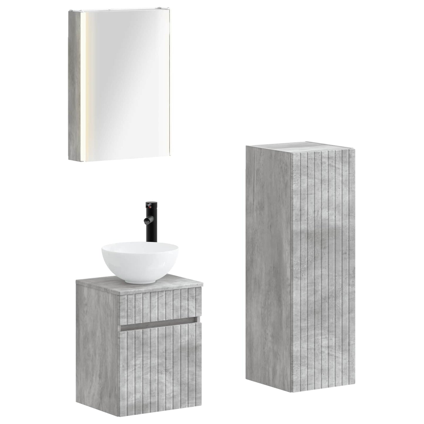 vidaXL Bathroom Furniture Set 4 pcs Concrete Grey