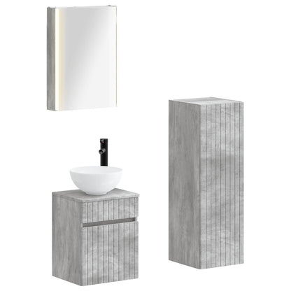 vidaXL Bathroom Furniture Set 4 pcs Concrete Grey