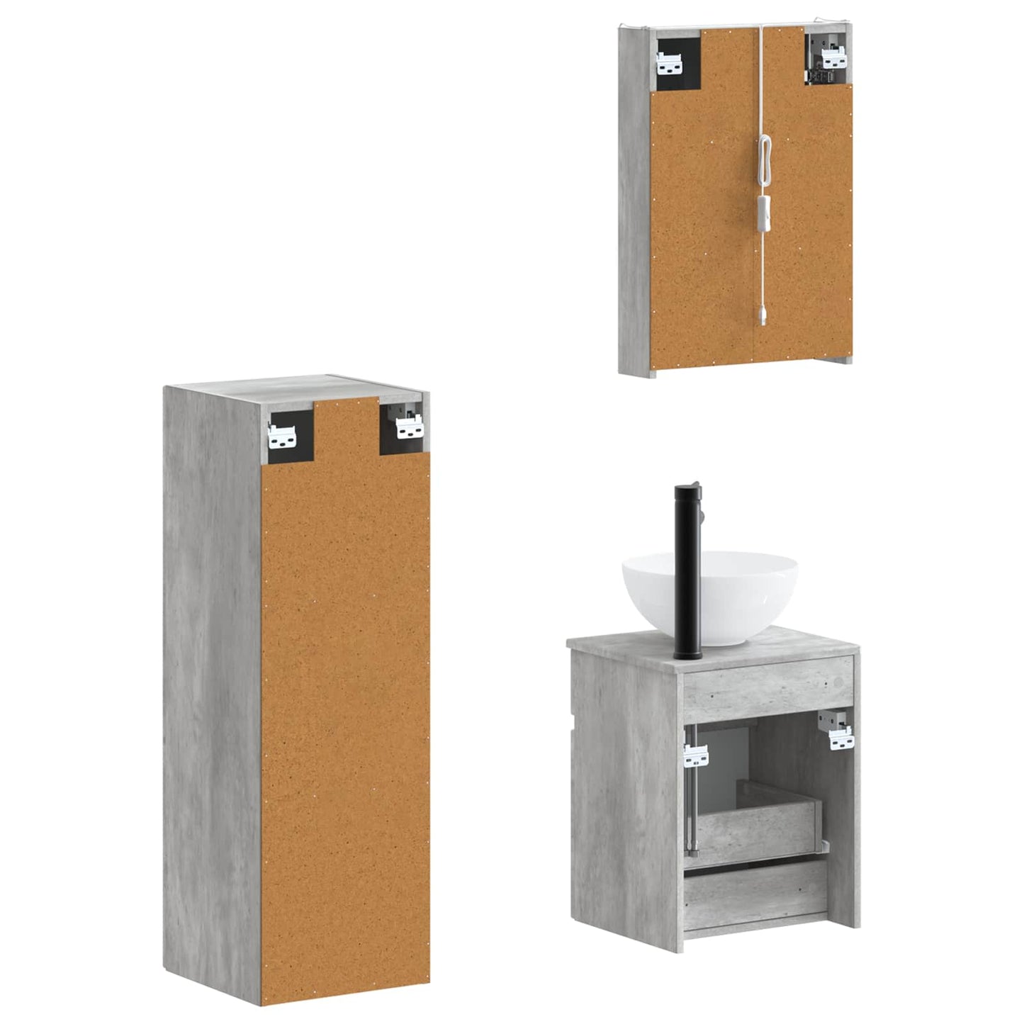 vidaXL Bathroom Furniture Set 4 pcs Concrete Grey