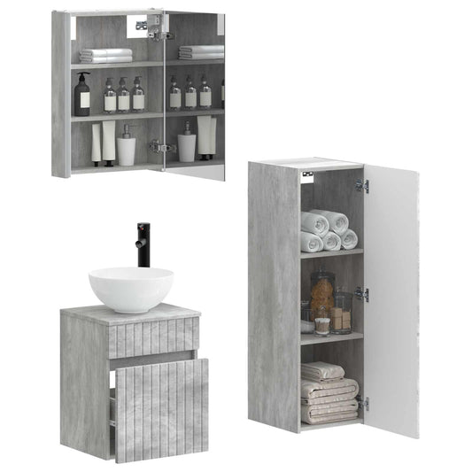 vidaXL Bathroom Furniture Set 4 pcs Concrete Grey