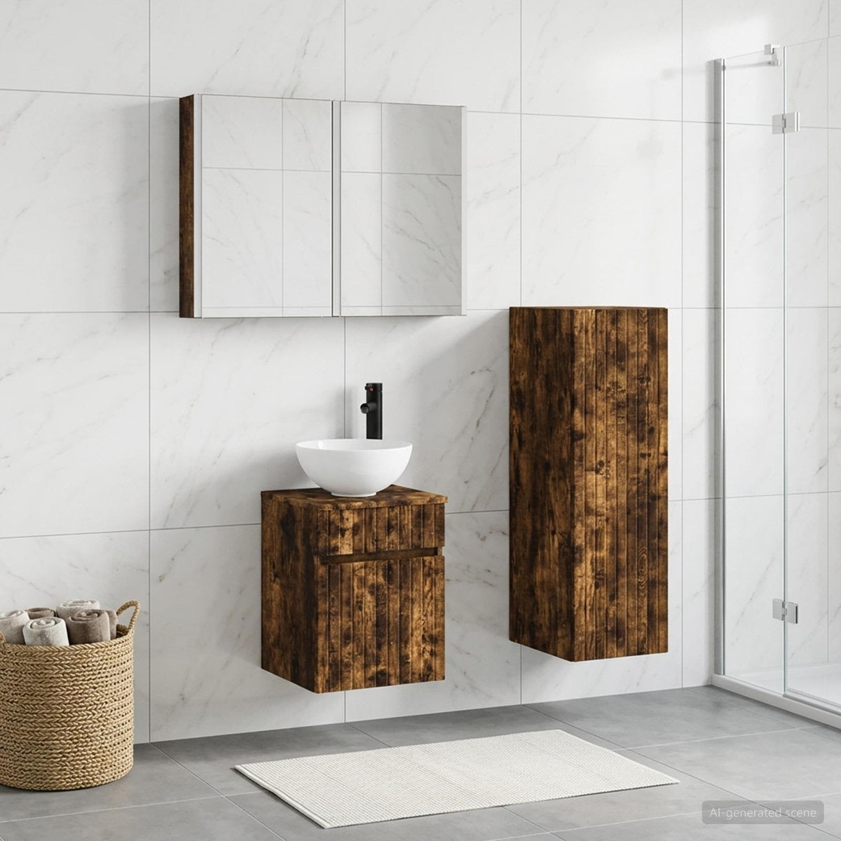 vidaXL Bathroom Furniture Set 4 pcs Smoked Oak