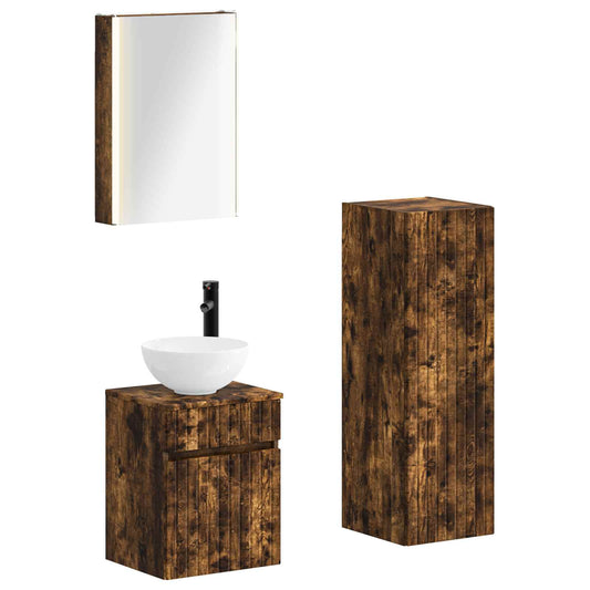 vidaXL Bathroom Furniture Set 4 pcs Smoked Oak