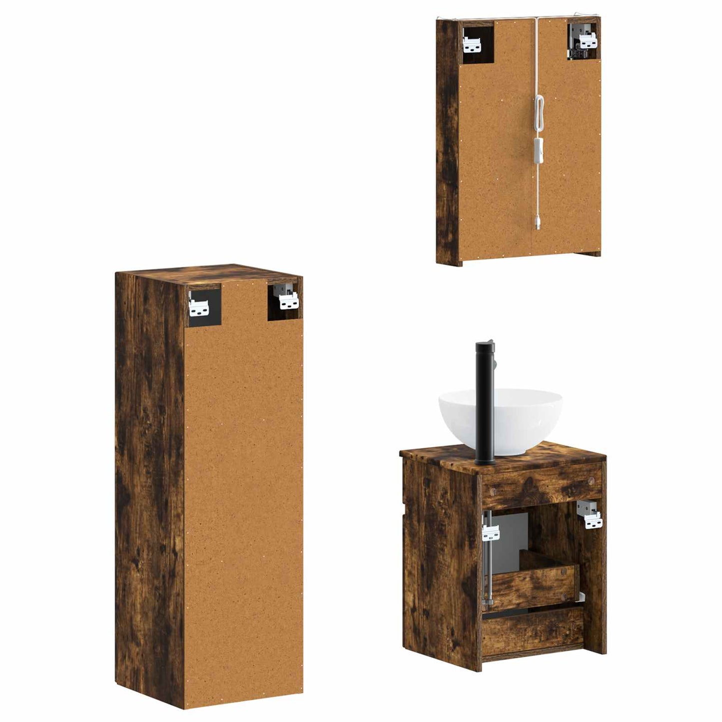 vidaXL Bathroom Furniture Set 4 pcs Smoked Oak