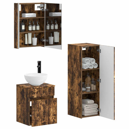 vidaXL Bathroom Furniture Set 4 pcs Smoked Oak