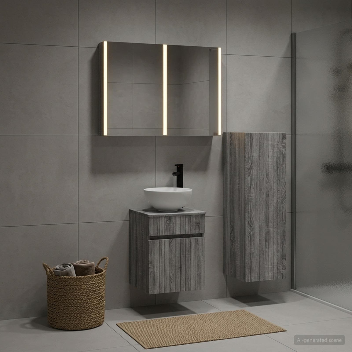 vidaXL Bathroom Furniture Set 4 pcs Grey Sonoma