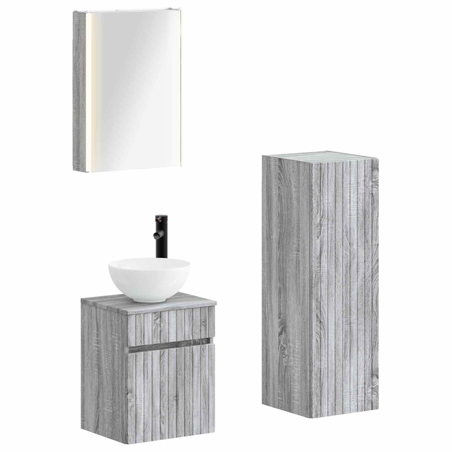 vidaXL Bathroom Furniture Set 4 pcs Grey Sonoma