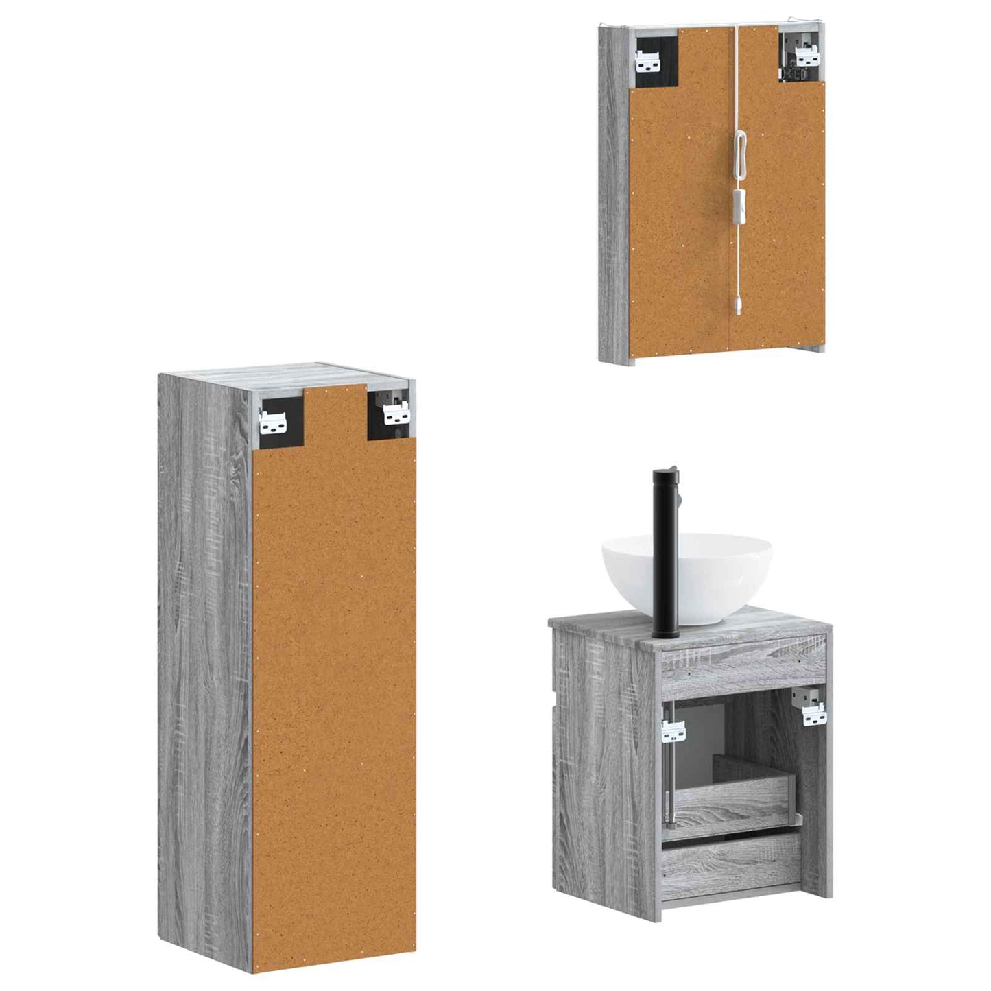 vidaXL Bathroom Furniture Set 4 pcs Grey Sonoma