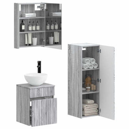 vidaXL Bathroom Furniture Set 4 pcs Grey Sonoma