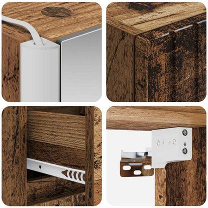 vidaXL Bathroom Furniture Set 4 pcs Old Wood Engineered Wood and Glass
