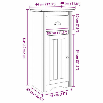 vidaXL Bathroom Cabinet with Drawer BODO Honey Brown 44 x 30 x 90 cm