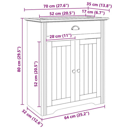 vidaXL Bathroom Cabinet with Storage BODO Honey Brown 70 x 35 x 80 cm