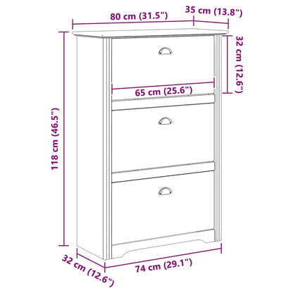 vidaXL Shoe Rack BODO Honey Brown 80 x 35 x 118 cm Engineered Wood