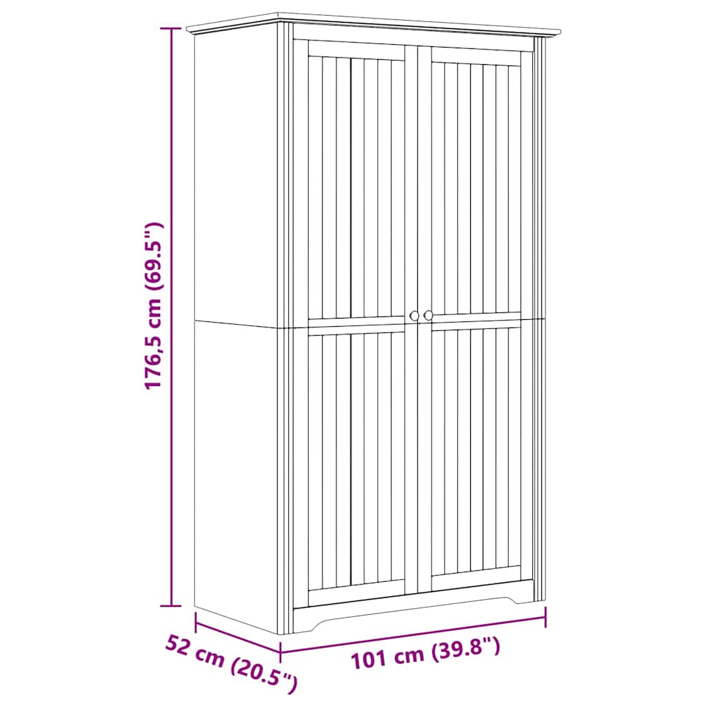 vidaXL Wardrobe BODO Honey Brown 53.5 x 99 x 173 cm Engineered Wood