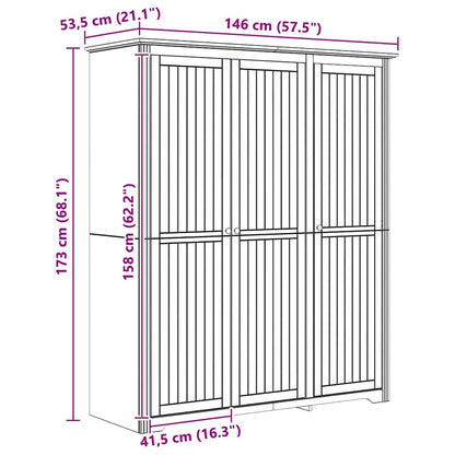vidaXL Wardrobe BODO Honey Brown 146 x 53.5 x 173 cm Engineered Wood