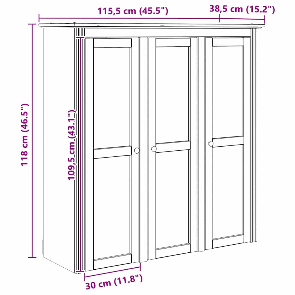 vidaXL Cabinet with Glass Doors BODO Honey Brown