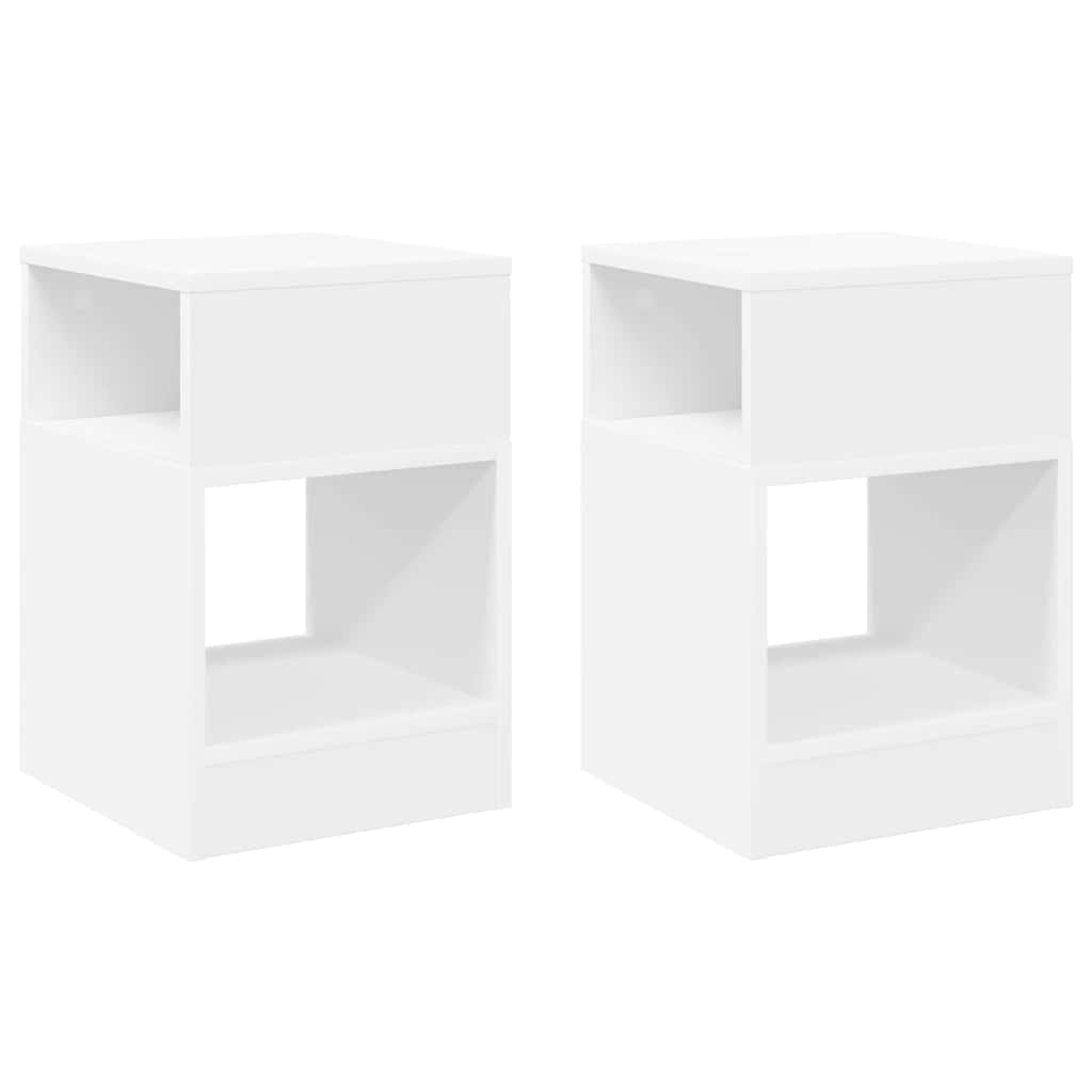 vidaXL End Table 2 pcs White 30.5 x 30 x 45 cm Engineered Wood