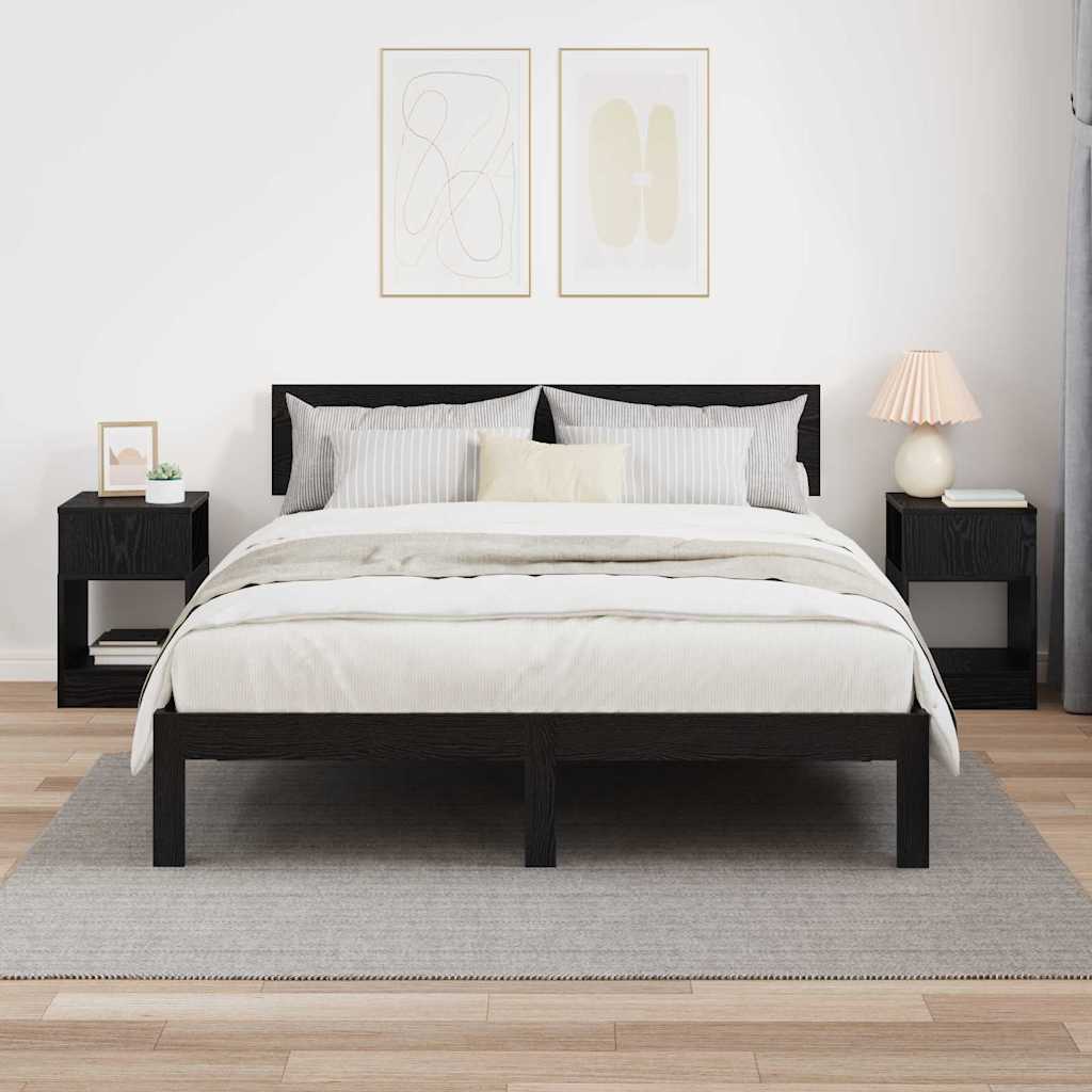 vidaXL End Table 2 pcs Black Oak 30.5 x 30 x 45 cm Engineered Wood