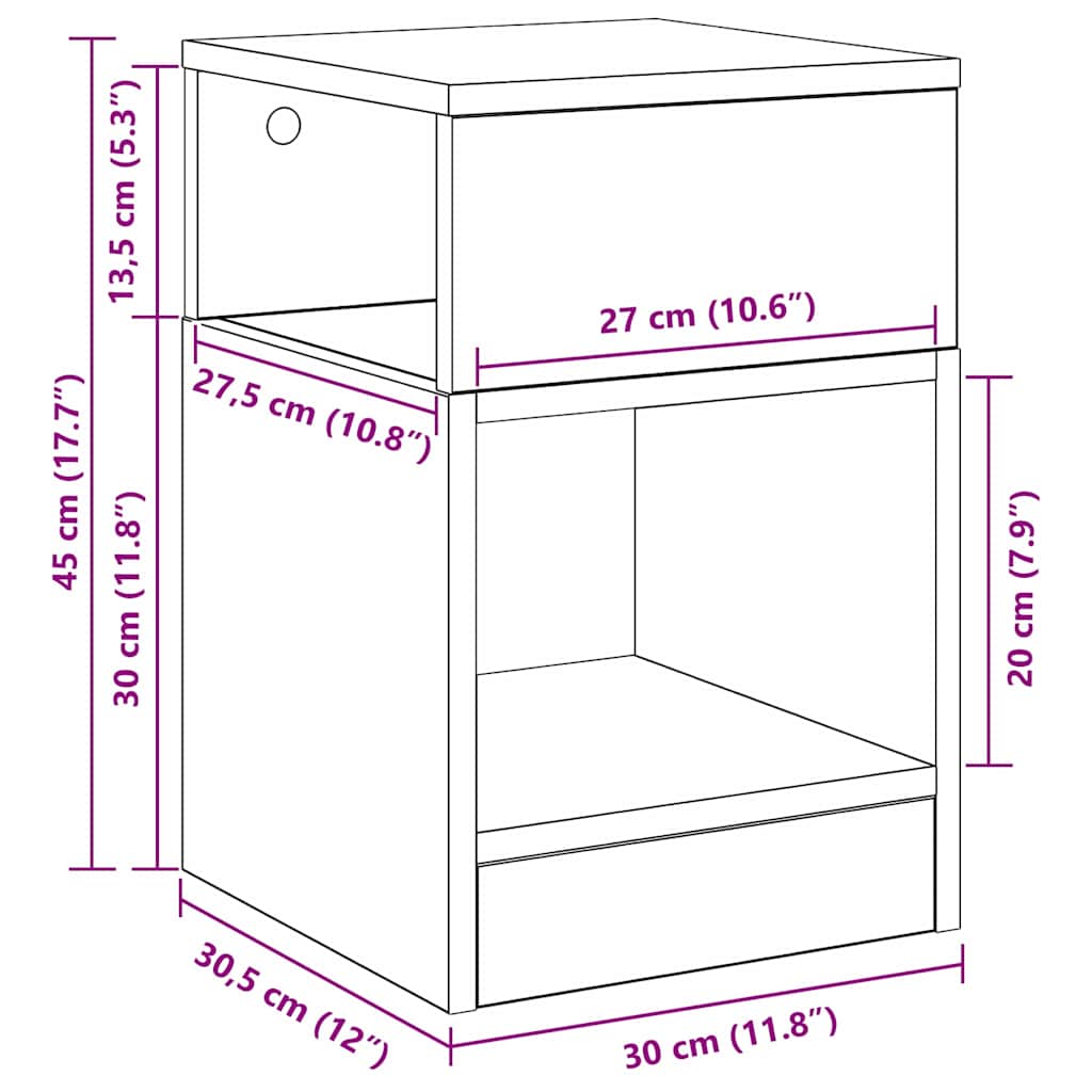 vidaXL End Table Sonoma Oak 30.5 x 30 x 45 cm Engineered Wood