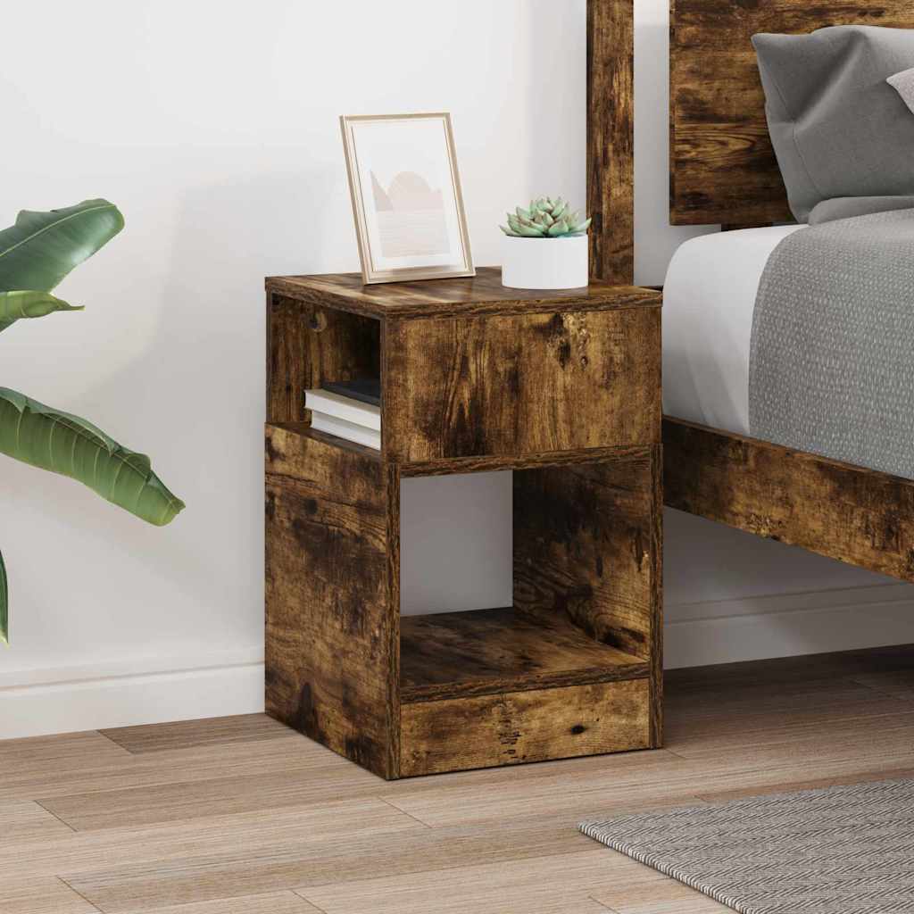 vidaXL End Table Smoked Oak 30.5 x 30 x 45 cm Engineered Wood