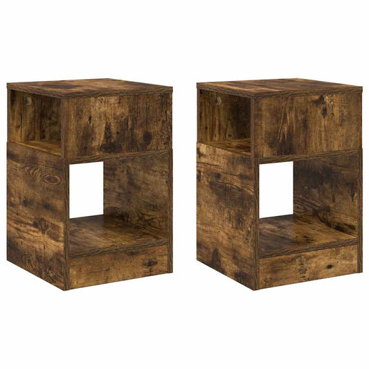 vidaXL End Table 2 pcs Smoked Oak 30.5 x 30 x 45 cm Engineered Wood