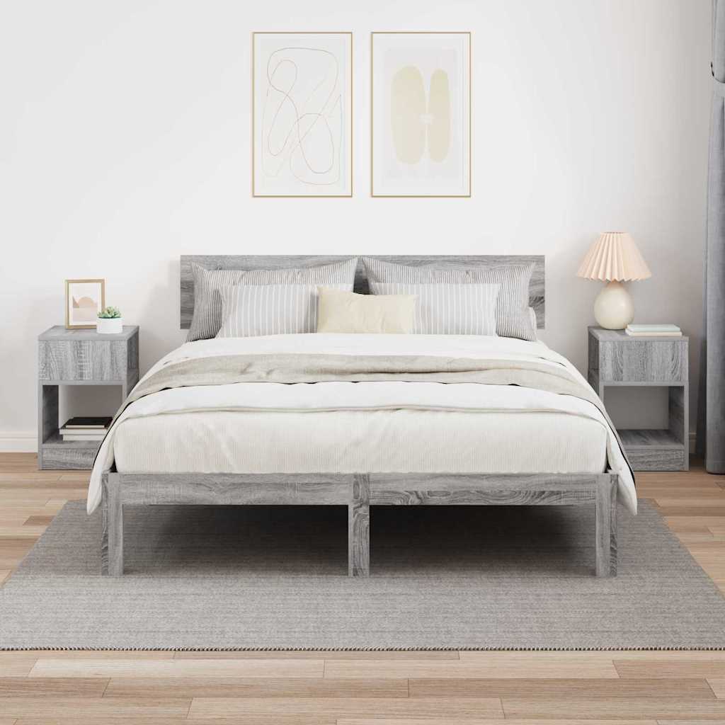 vidaXL End Table 2 pcs Grey Sonoma 30.5 x 30 x 45 cm Engineered Wood
