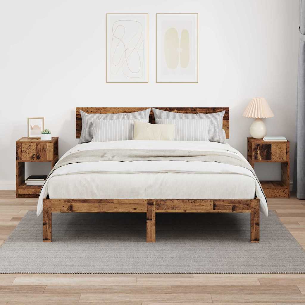 vidaXL End Table 2 pcs Old Wood 30.5 x 30 x 45 cm Engineered Wood