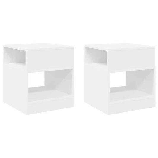 vidaXL End Table 2 pcs White 40.5 x 40 x 45 cm Engineered Wood
