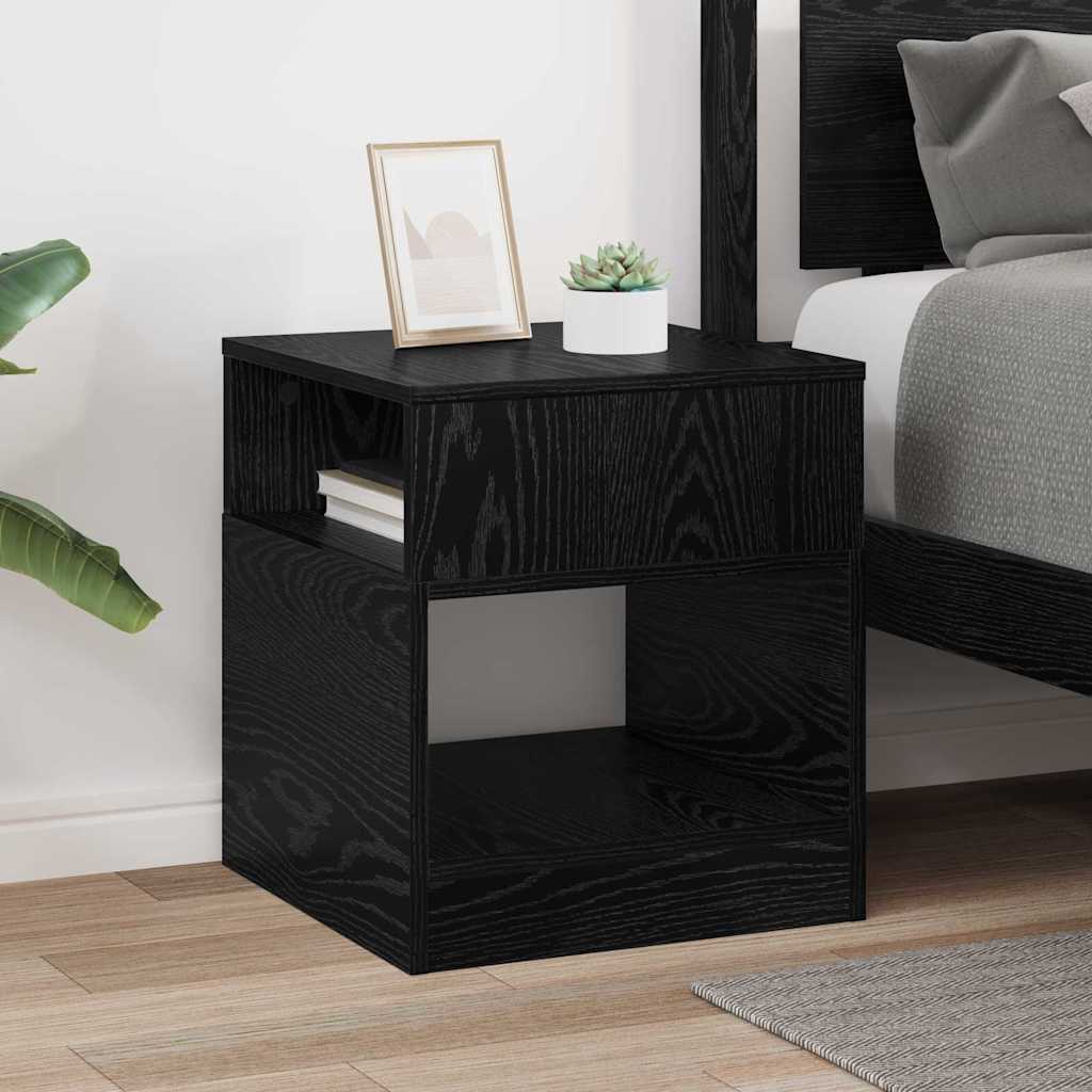 vidaXL End Table Black Oak 40.5 x 40 x 45 cm Engineered Wood