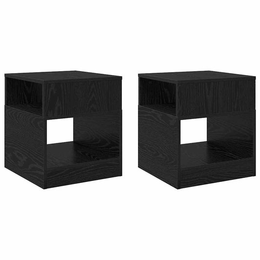 vidaXL End Table 2 pcs Black Oak 40.5 x 40 x 45 cm Engineered Wood