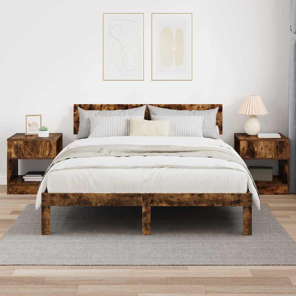 vidaXL End Table 2 pcs Smoked Oak 40.5 x 40 x 45 cm Engineered Wood