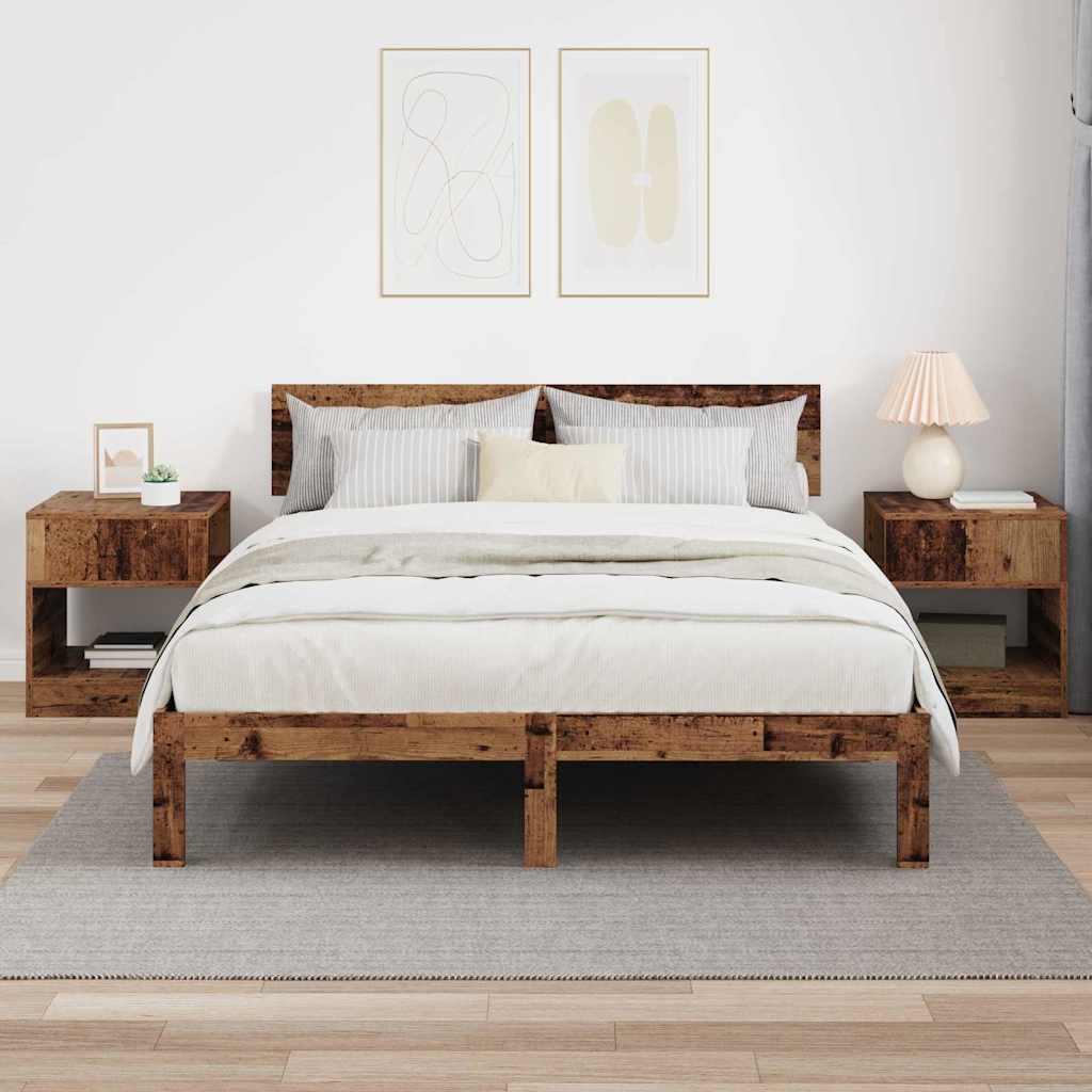 vidaXL End Table 2 pcs Old Wood 40.5 x 40 x 45 cm Engineered Wood