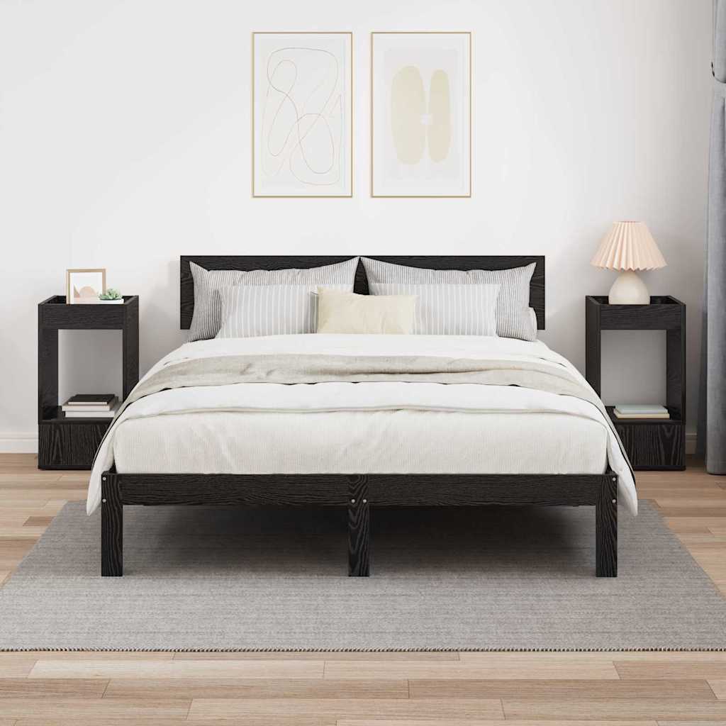 vidaXL End Table 2 pcs Black Oak 30 x 30 x 56 cm Engineered Wood