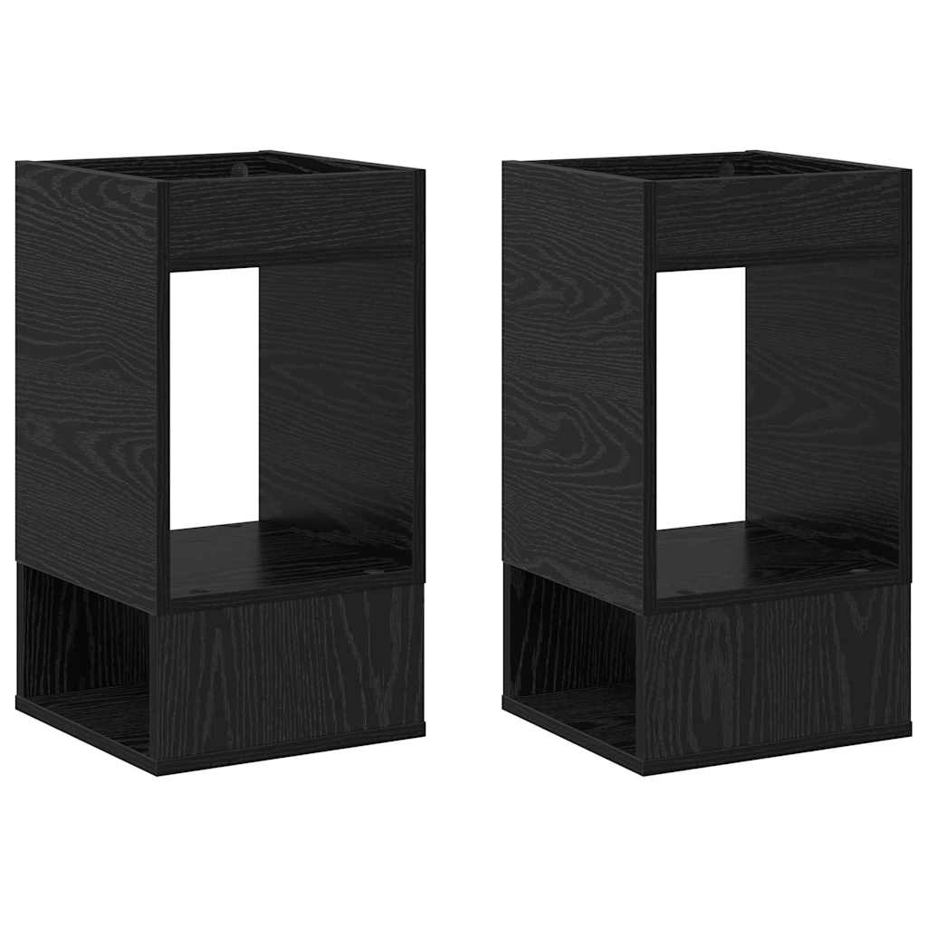 vidaXL End Table 2 pcs Black Oak 30 x 30 x 56 cm Engineered Wood