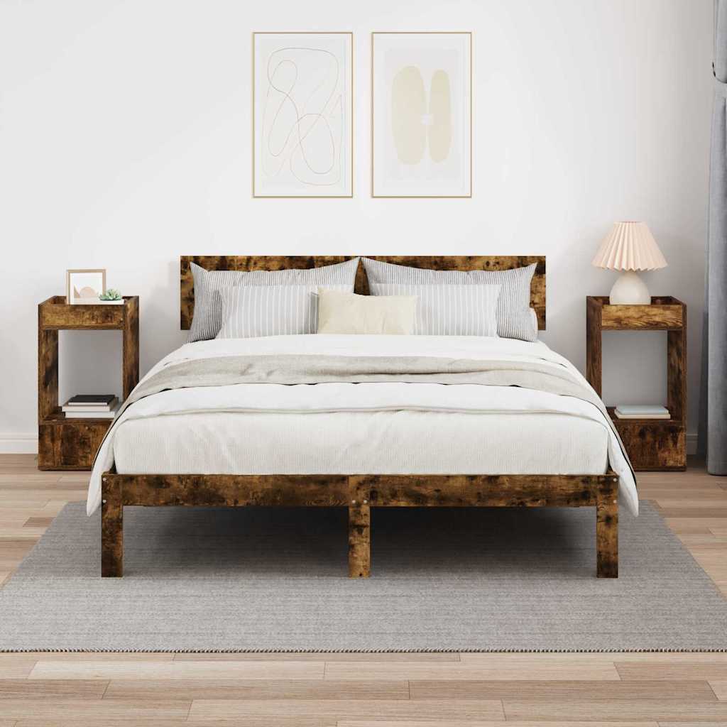 vidaXL End Table 2 pcs Smoked Oak 30 x 30 x 56 cm Engineered Wood