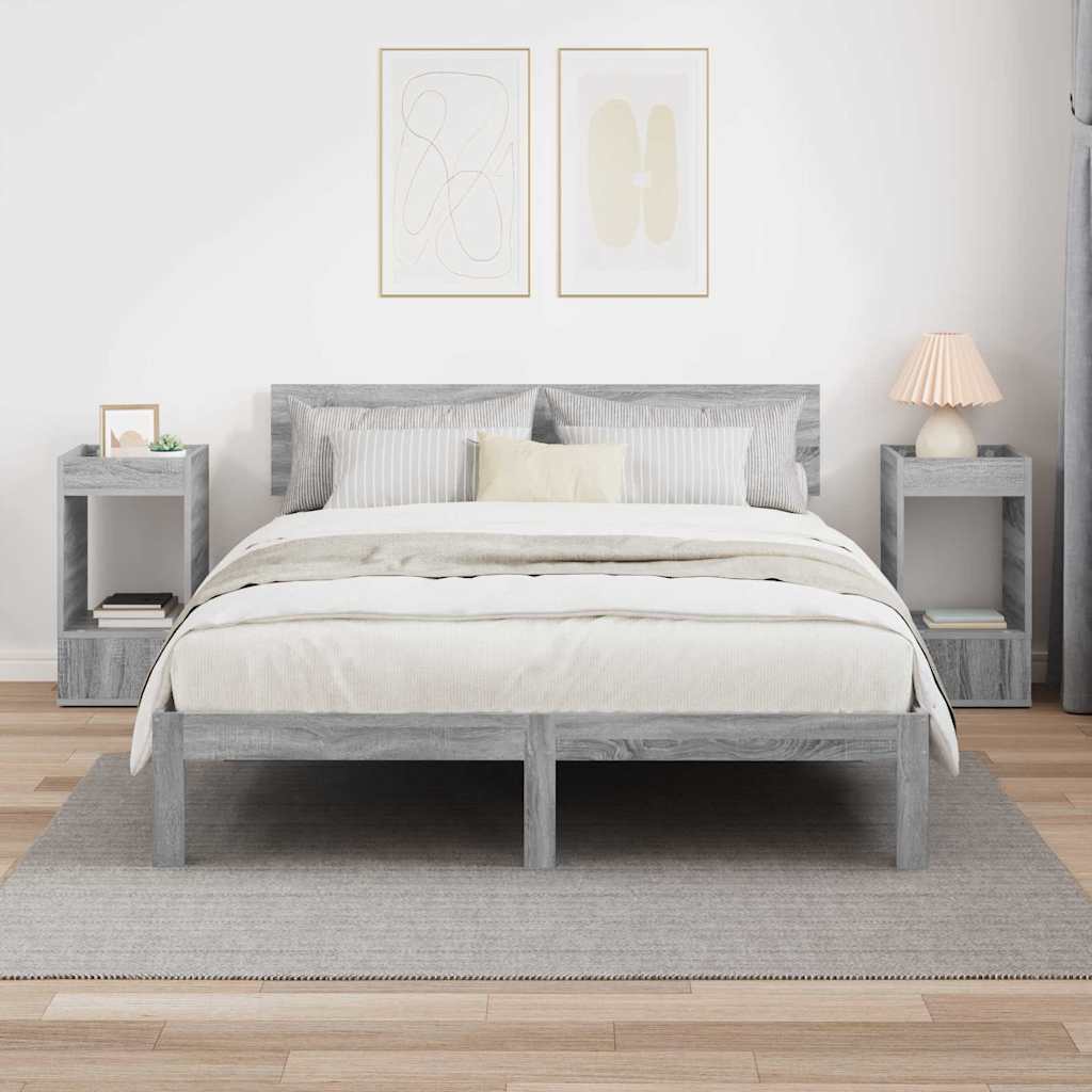 vidaXL End Table 2 pcs Grey Sonoma 30 x 30 x 56 cm Engineered Wood