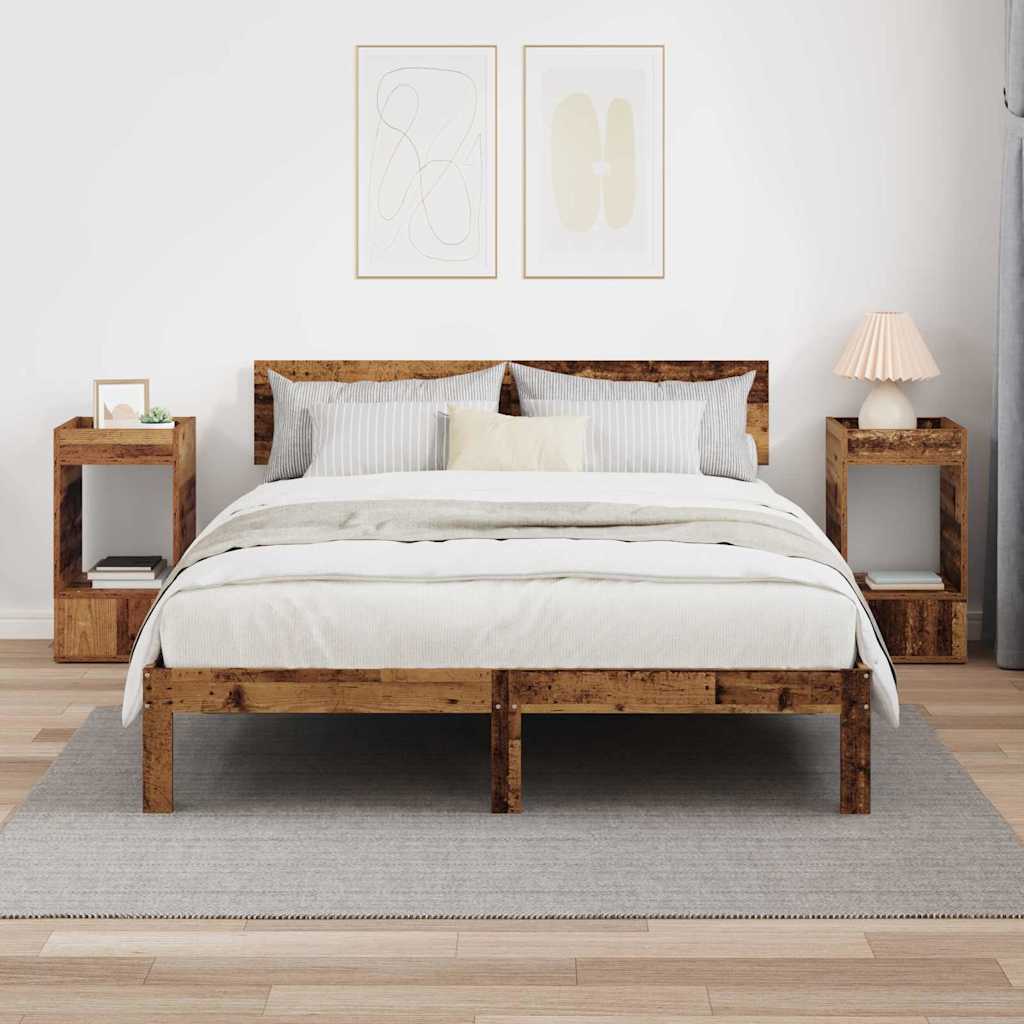 vidaXL End Table 2 pcs Old Wood 30 x 30 x 56 cm Engineered Wood