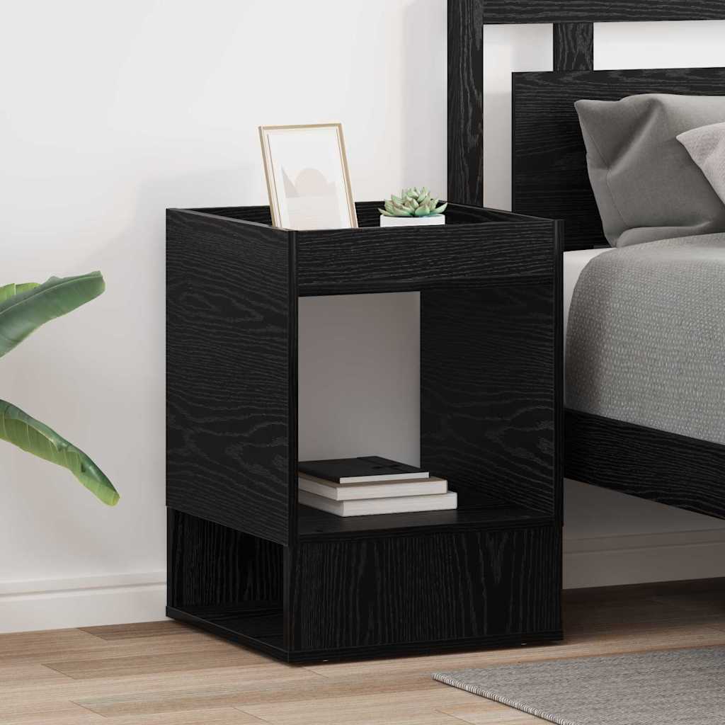 vidaXL End Table 2 pcs Black Oak 40 x 40 x 56 cm Engineered Wood
