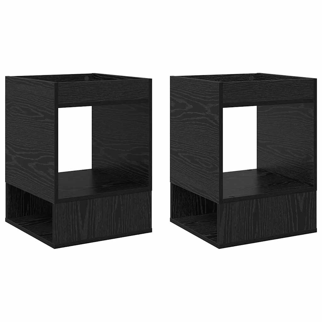 vidaXL End Table 2 pcs Black Oak 40 x 40 x 56 cm Engineered Wood