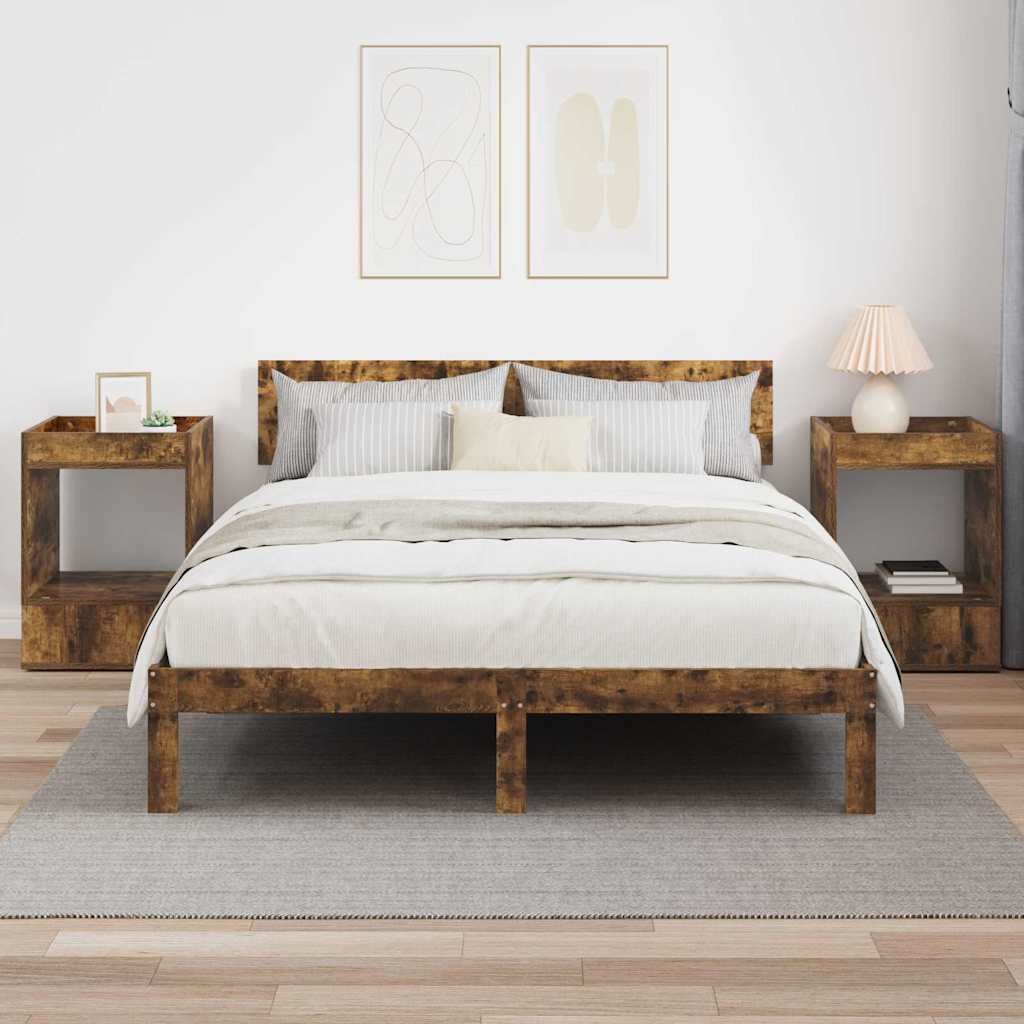 vidaXL End Table 2 pcs Smoked Oak 40 x 40 x 56 cm Engineered Wood