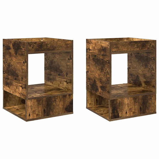 vidaXL End Table 2 pcs Smoked Oak 40 x 40 x 56 cm Engineered Wood