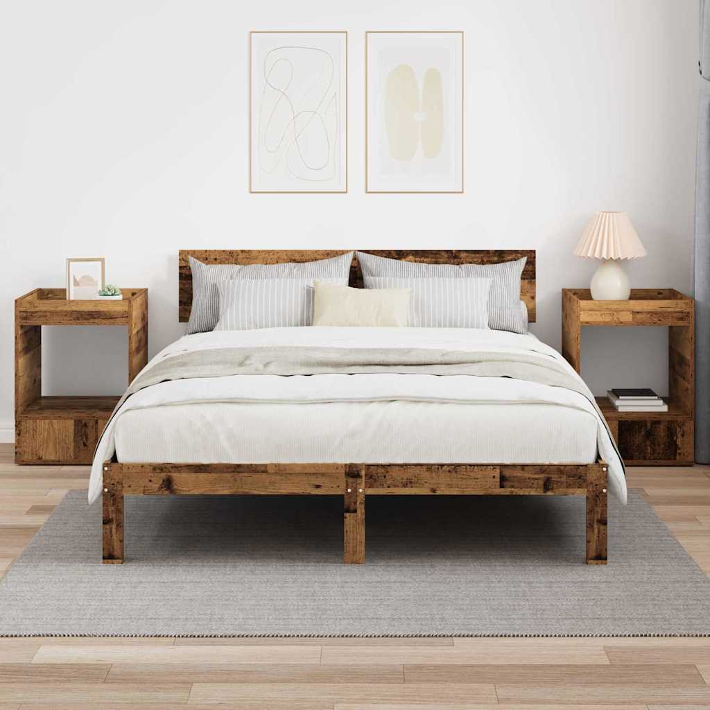 vidaXL End Table 2 pcs Old Wood 40 x 40 x 56 cm Engineered Wood