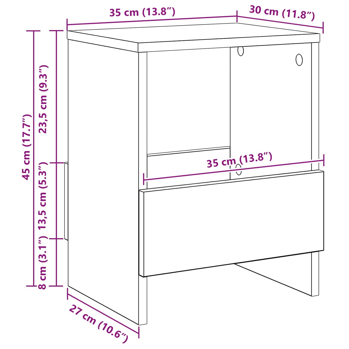 vidaXL Magazine Rack Black Oak 35 x 30 x 45 cm