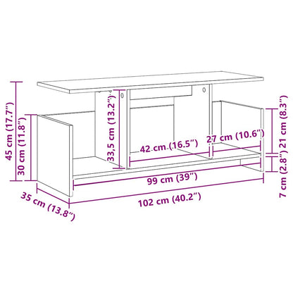 vidaXL TV Stand Black Oak 102 x 35 x 45 cm Engineered Wood