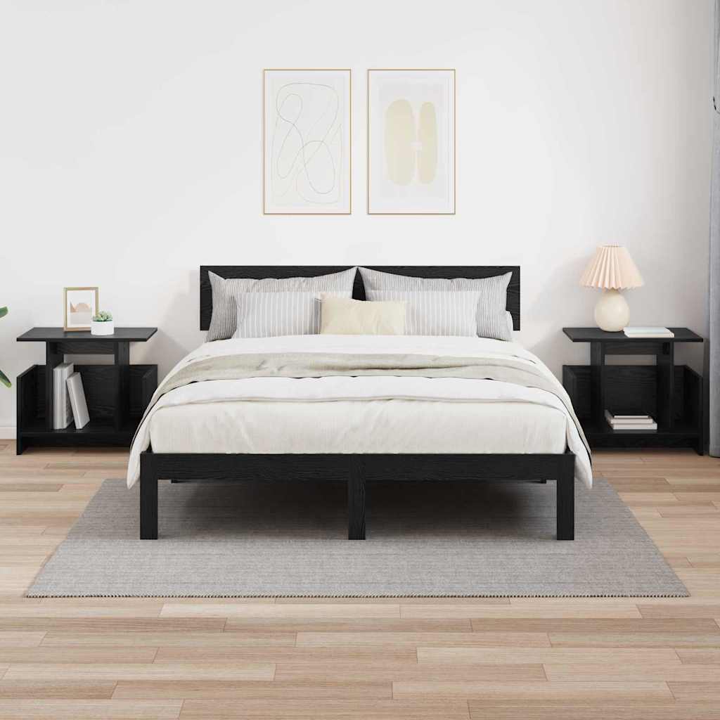 vidaXL TV Stand 2 pcs Black Oak 50 x 35 x 45 cm Engineered Wood