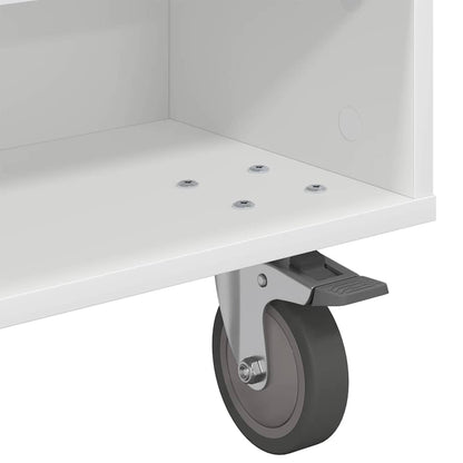 vidaXL Side Table with Wheels White 90 x 50 x 30 cm Engineered Wood