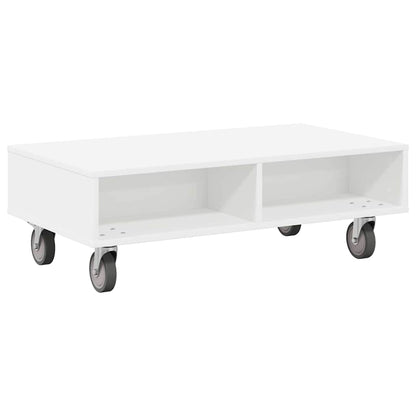 vidaXL Side Table with Wheels White 90 x 50 x 30 cm Engineered Wood