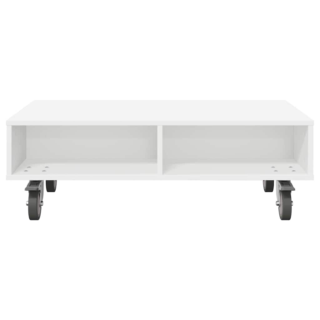 vidaXL Side Table with Wheels White 90 x 50 x 30 cm Engineered Wood