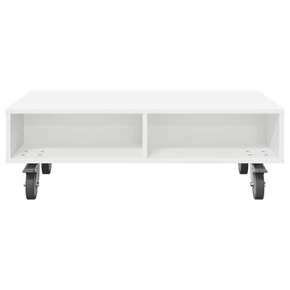 vidaXL Side Table with Wheels White 90 x 50 x 30 cm Engineered Wood